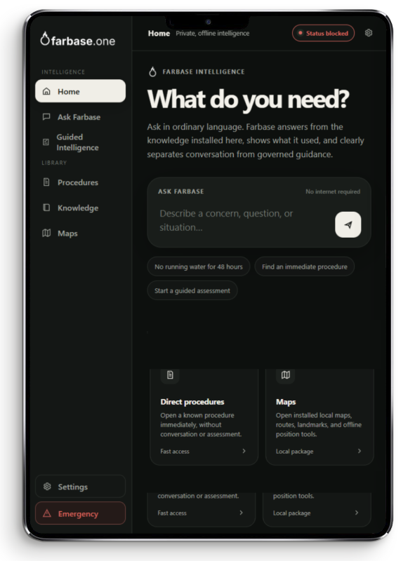 Farbase Console shown on the owner-created iPad mockup